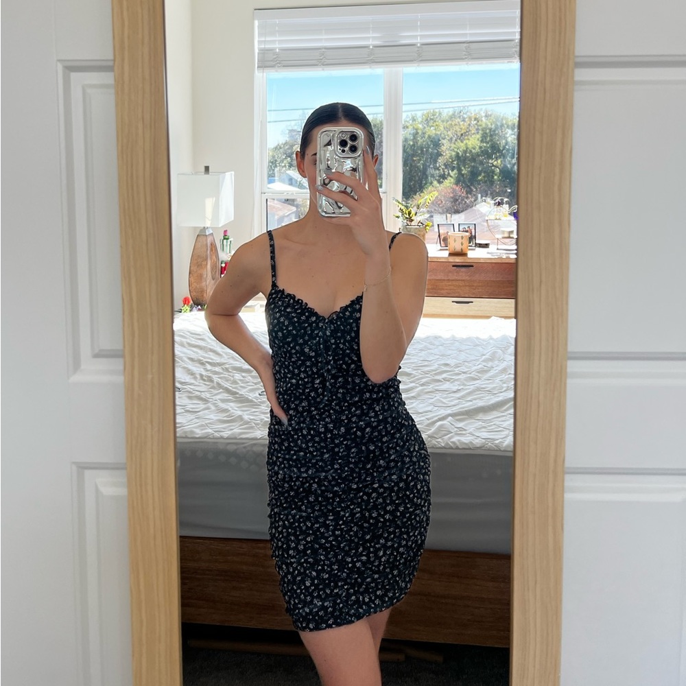 Floral Ruched Fitted Dress